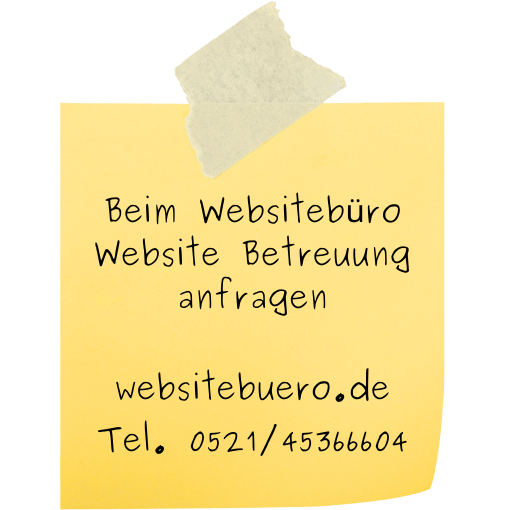 Notiz Website Betreuung anfragen beim Websitebüro Bielefeld