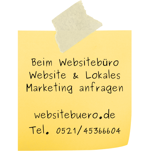Notizzettel Website und lokales Marketing anfragen beim Websitebüro Bielefeld
